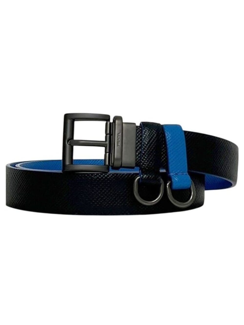 Prada Reversible Belt Waist 88 Leather Black Blue